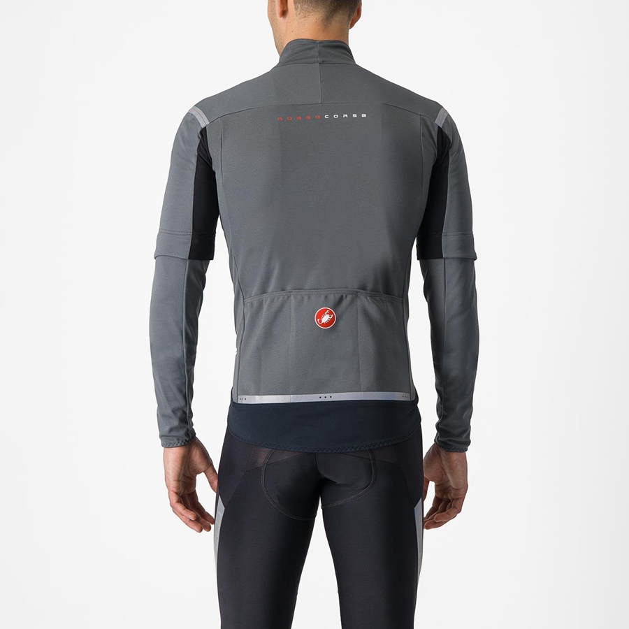 Grey / Silver Men Castelli PERFETTO RoS 2 CONVERTIBLE Jackets | 253987-GJD