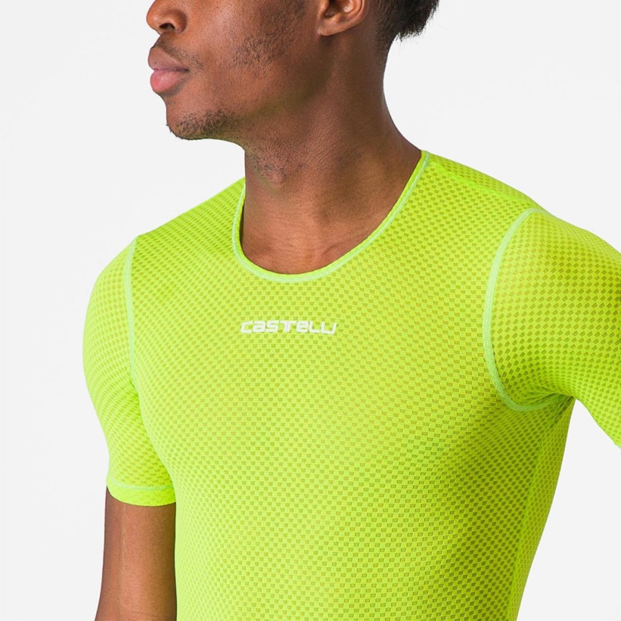 Light Green Men Castelli PRO MESH 2.0 SHORT SLEEVE Base Layer | 430796-BVL