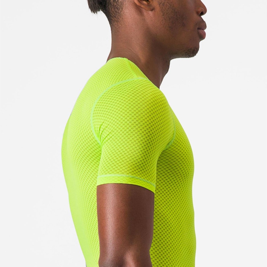 Light Green Men Castelli PRO MESH 2.0 SHORT SLEEVE Base Layer | 430796-BVL