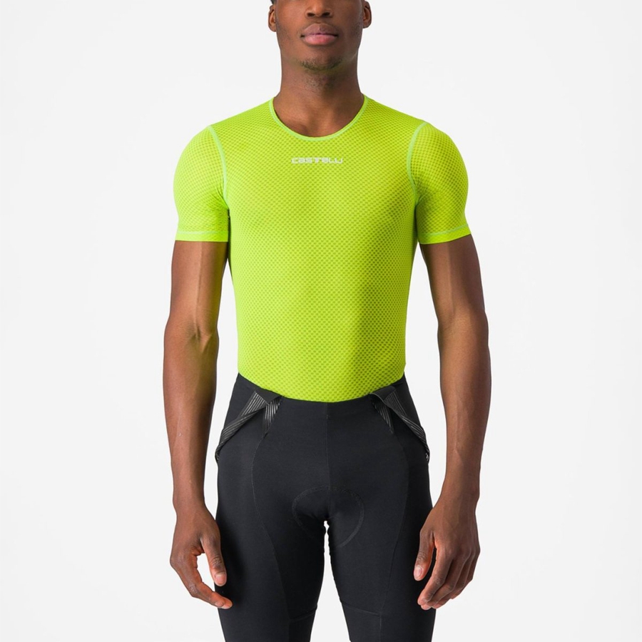 Light Green Men Castelli PRO MESH 2.0 SHORT SLEEVE Base Layer | 430796-BVL