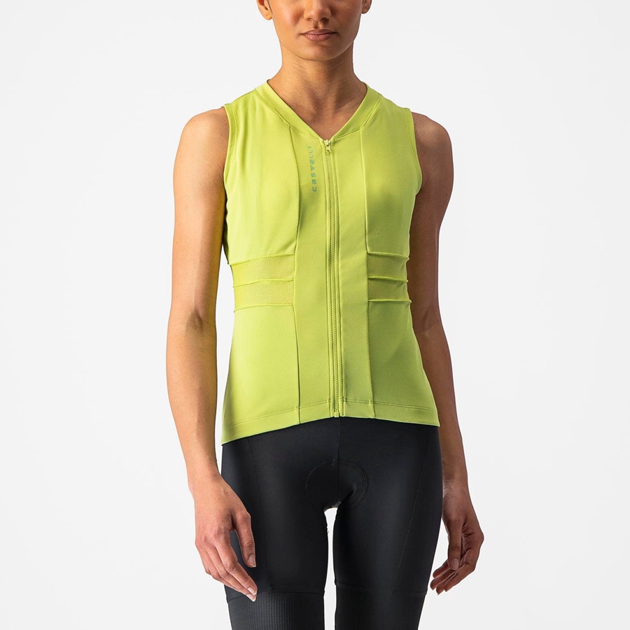 Light Green Women Castelli ANIMA 4 SLEEVELESS Jersey | 734598-GUJ