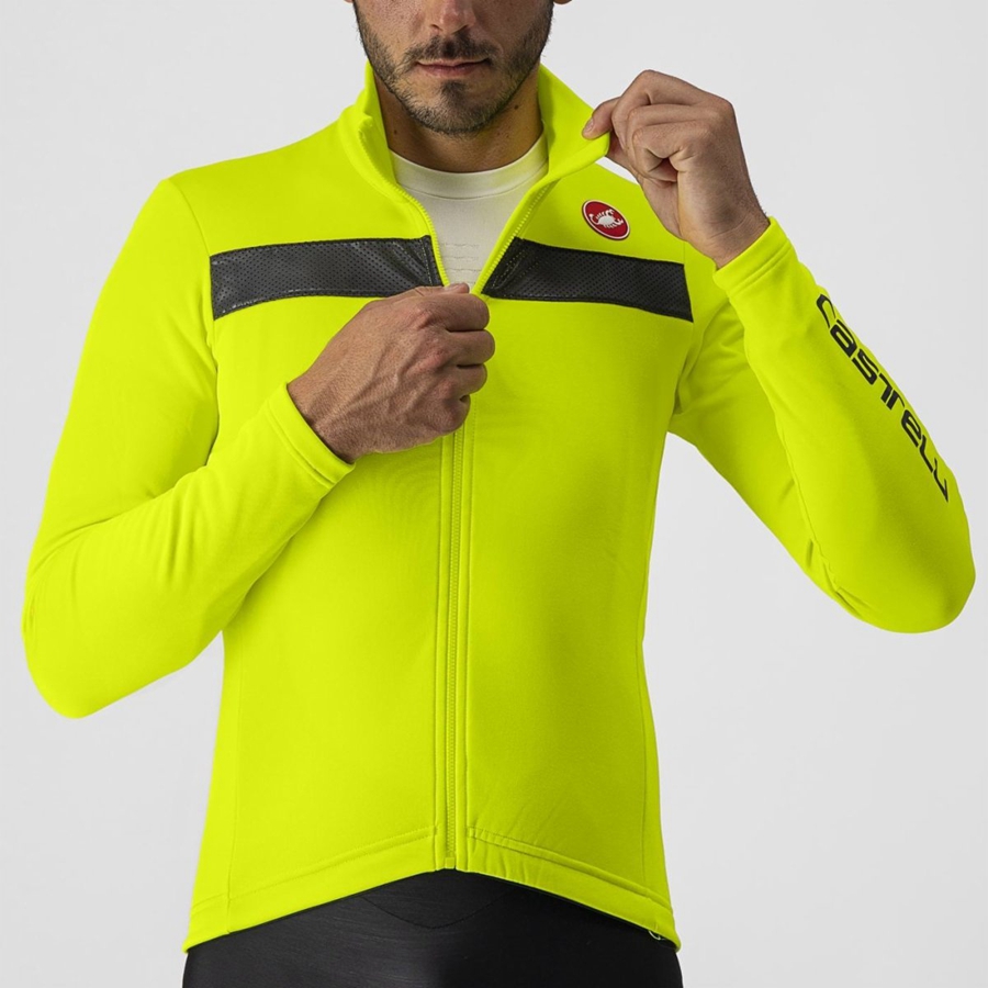 Light Green / Silver Men Castelli PURO 3 FZ Jersey | 601748-MQT