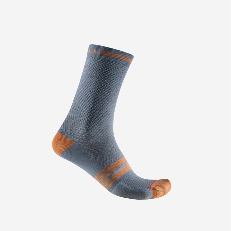 Light Grey Blue / Brown Men Castelli SUPERLEGGERA T 18 Socks | 273059-UOX