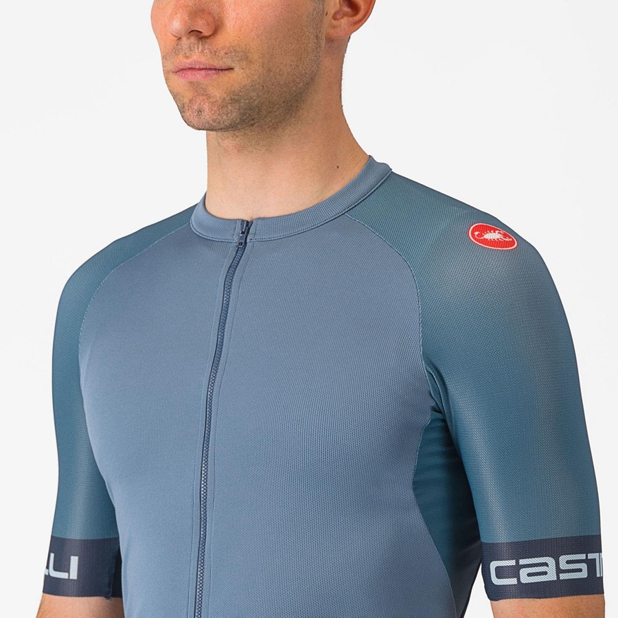 Light Grey Blue / Dark Grey Men Castelli ENTRATA VI Jersey | 675903-FLA