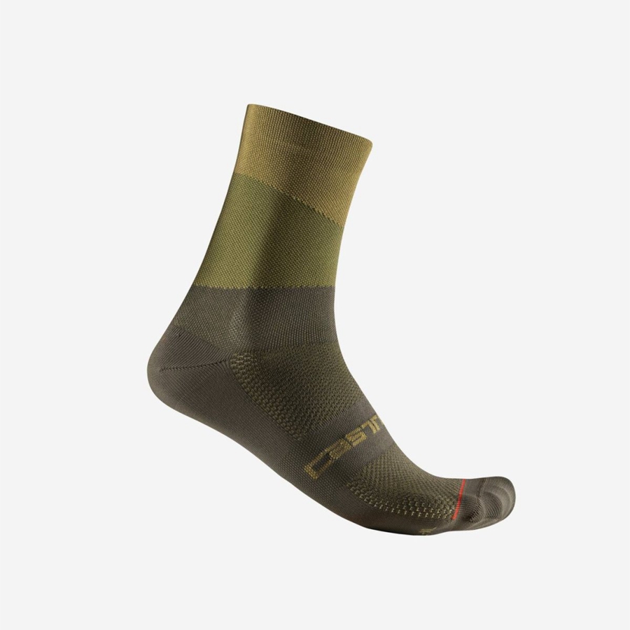 Olive / Deep Green Men Castelli ORIZZONTE 15 Socks | 320916-YAX