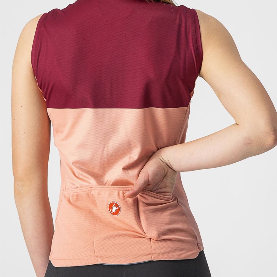 Pink / Burgundy Women Castelli VELOCISSIMA SLEEVELESS Jersey | 490628-UGD