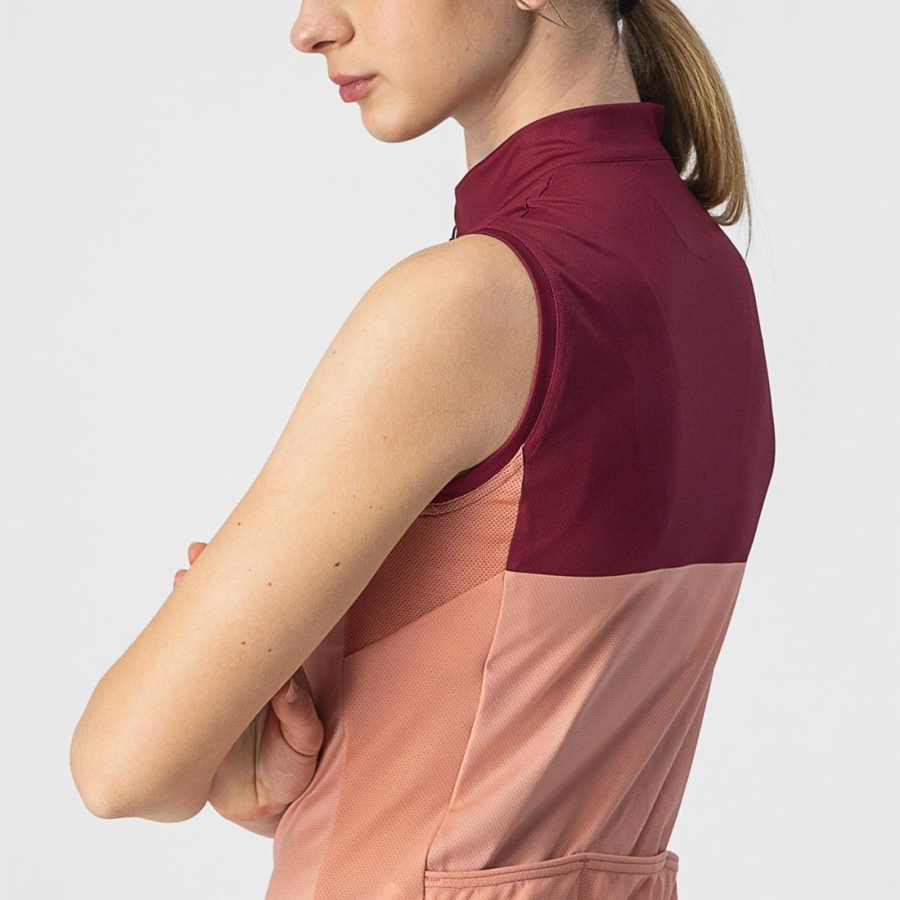 Pink / Burgundy Women Castelli VELOCISSIMA SLEEVELESS Jersey | 490628-UGD