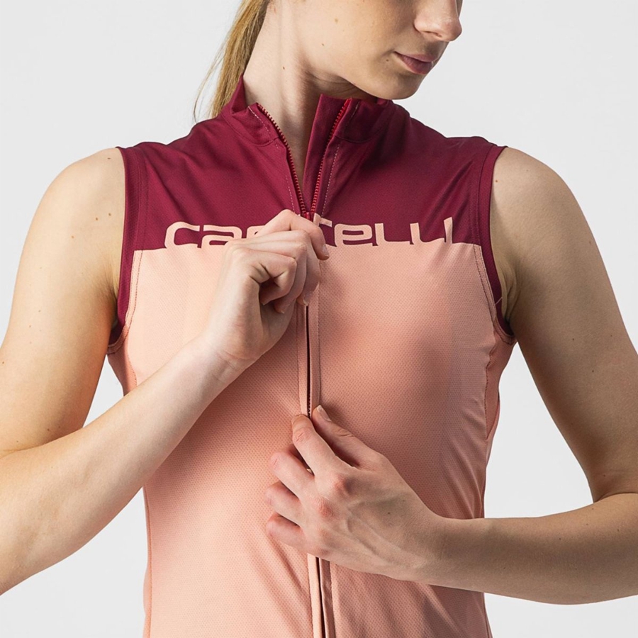 Pink / Burgundy Women Castelli VELOCISSIMA SLEEVELESS Jersey | 490628-UGD