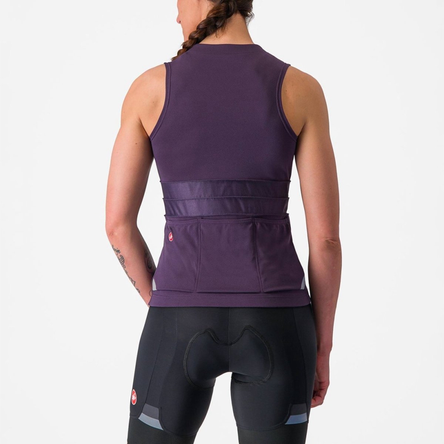 Purple White Women Castelli ANIMA 4 SLEEVELESS Jersey | 952403-CTV