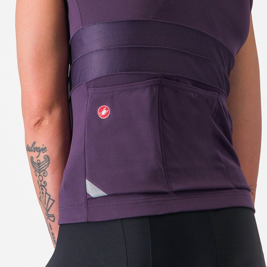 Purple White Women Castelli ANIMA 4 SLEEVELESS Jersey | 952403-CTV