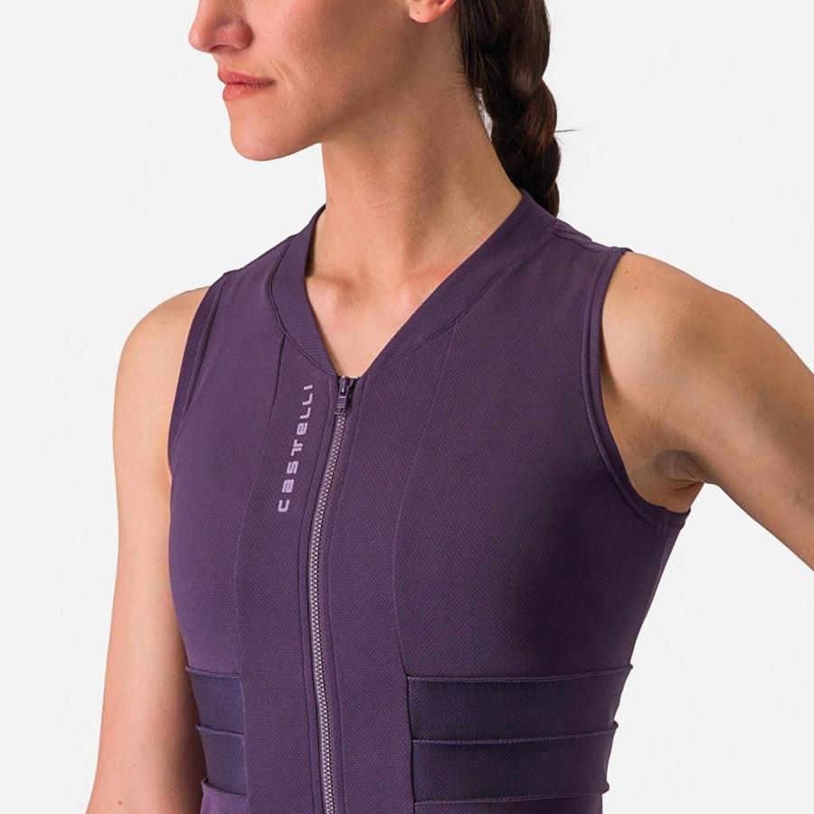 Purple White Women Castelli ANIMA 4 SLEEVELESS Jersey | 952403-CTV