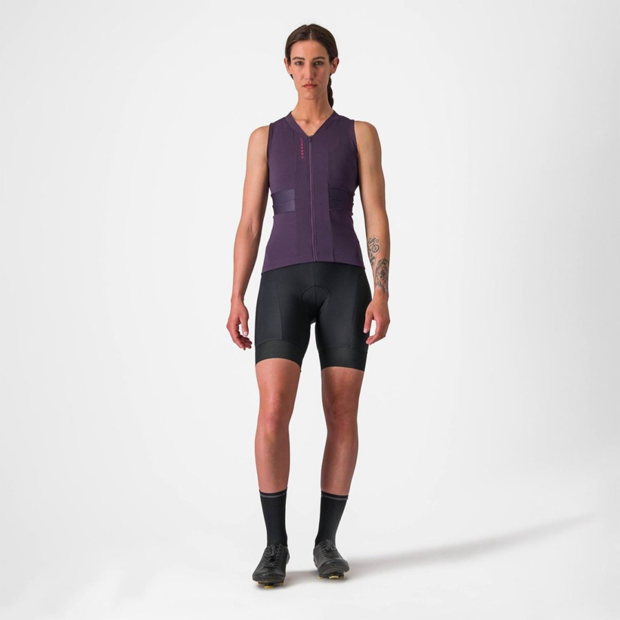 Purple White Women Castelli ANIMA 4 SLEEVELESS Jersey | 952403-CTV