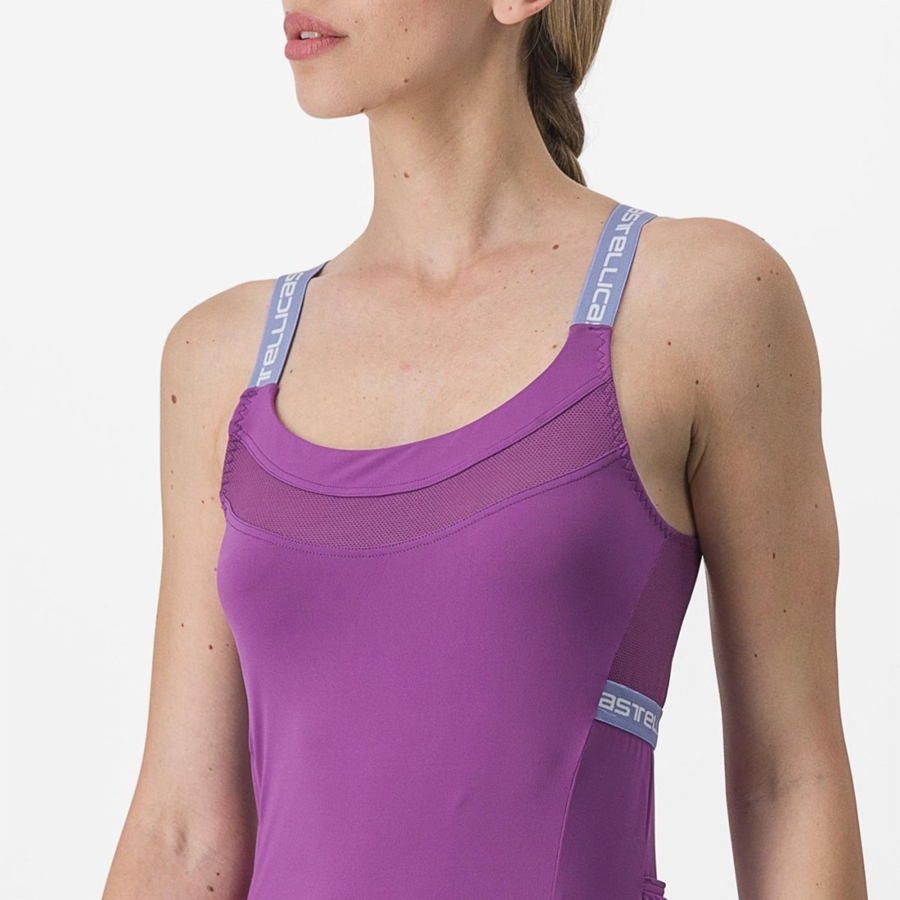 Purple White Women Castelli BAVETTE TOP Jersey | 830457-PTM