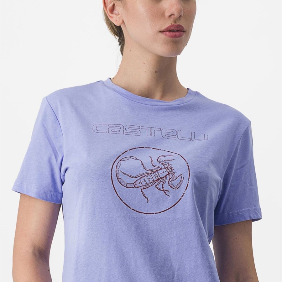 Purple White Women Castelli PEDALARE TEE Casual | 452830-HOF