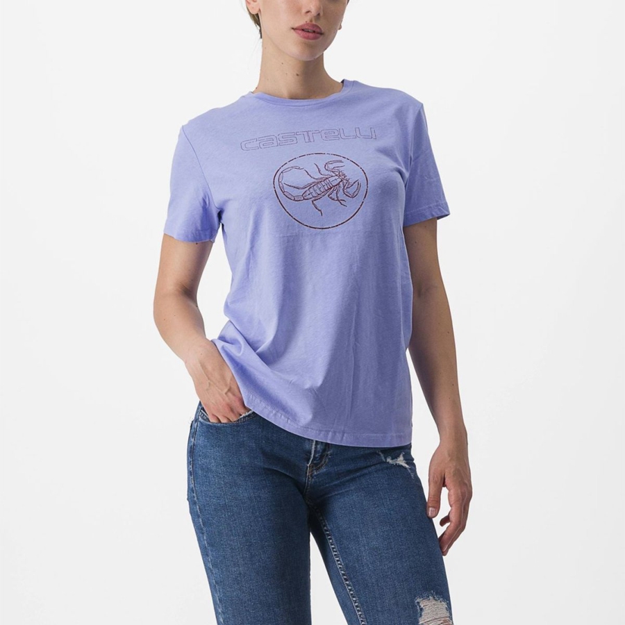 Purple White Women Castelli PEDALARE TEE Casual | 452830-HOF