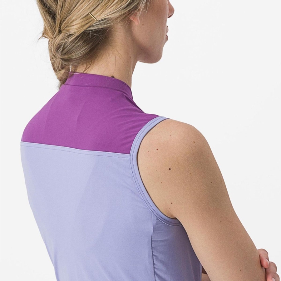 Purple White Women Castelli SOLARIS SLEEVELESS Jersey | 204678-NKE