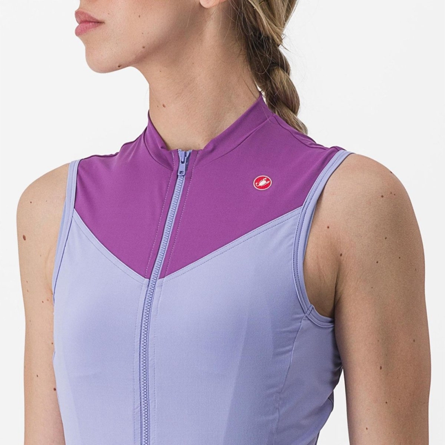 Purple White Women Castelli SOLARIS SLEEVELESS Jersey | 204678-NKE