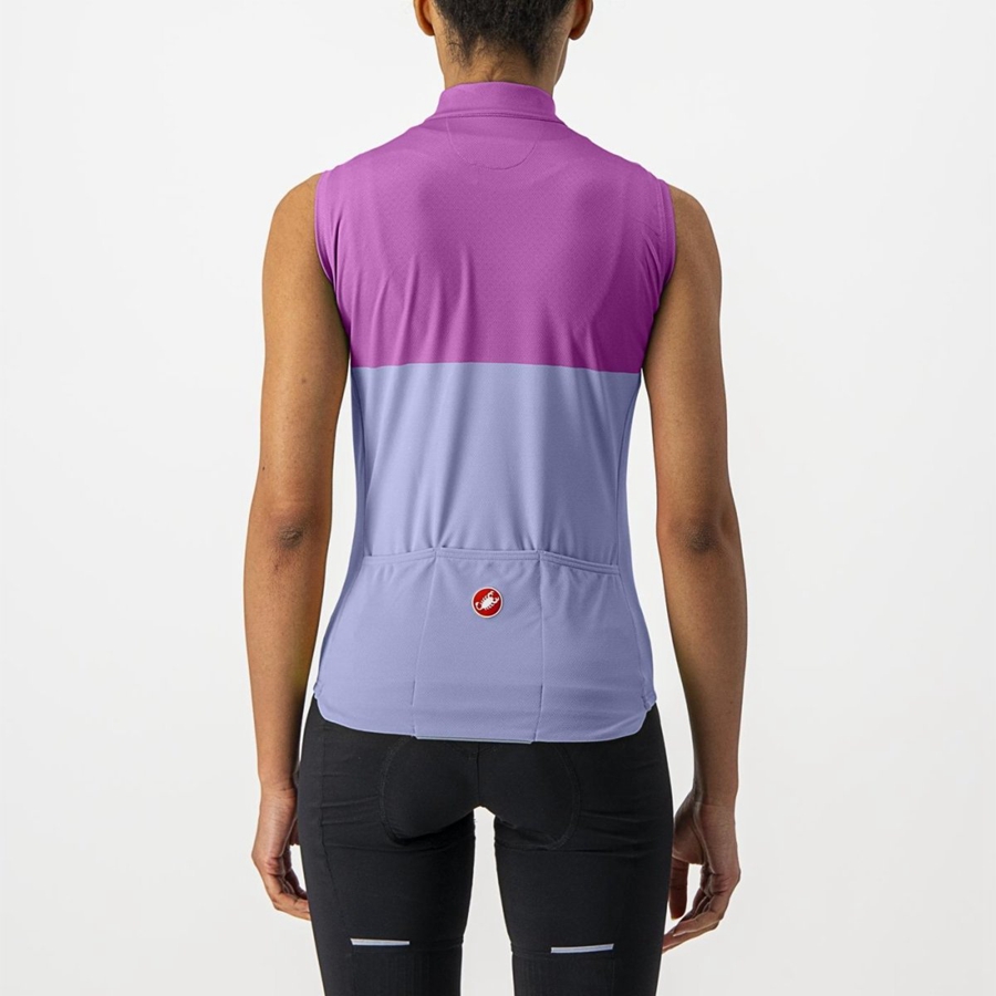 Purple White Women Castelli VELOCISSIMA SLEEVELESS Jersey | 309458-RGI