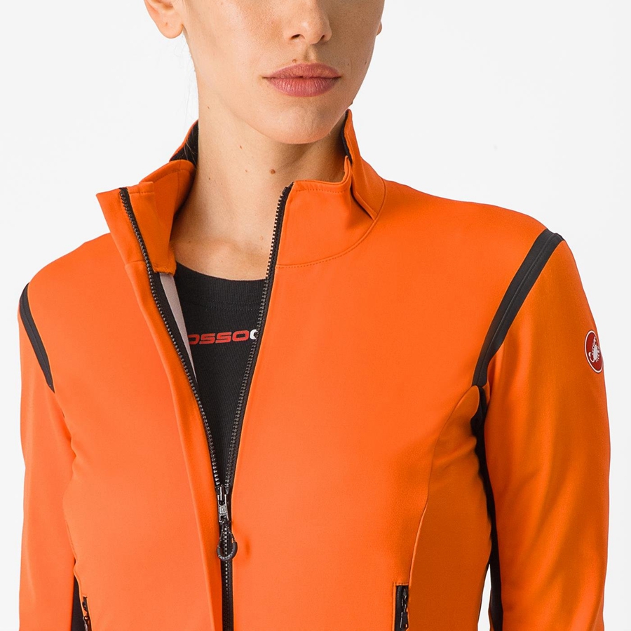 Red Orange / Black Women Castelli PERFETTO RoS 2 W Jackets | 625147-RIJ