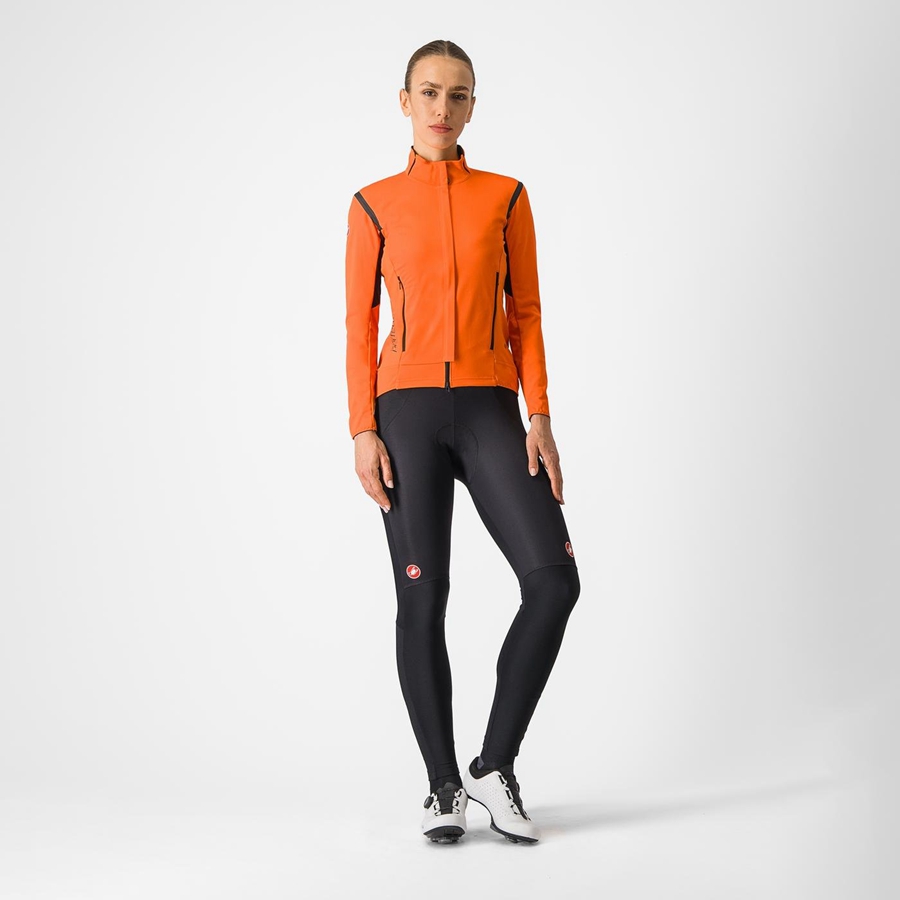 Red Orange / Black Women Castelli PERFETTO RoS 2 W Jackets | 625147-RIJ