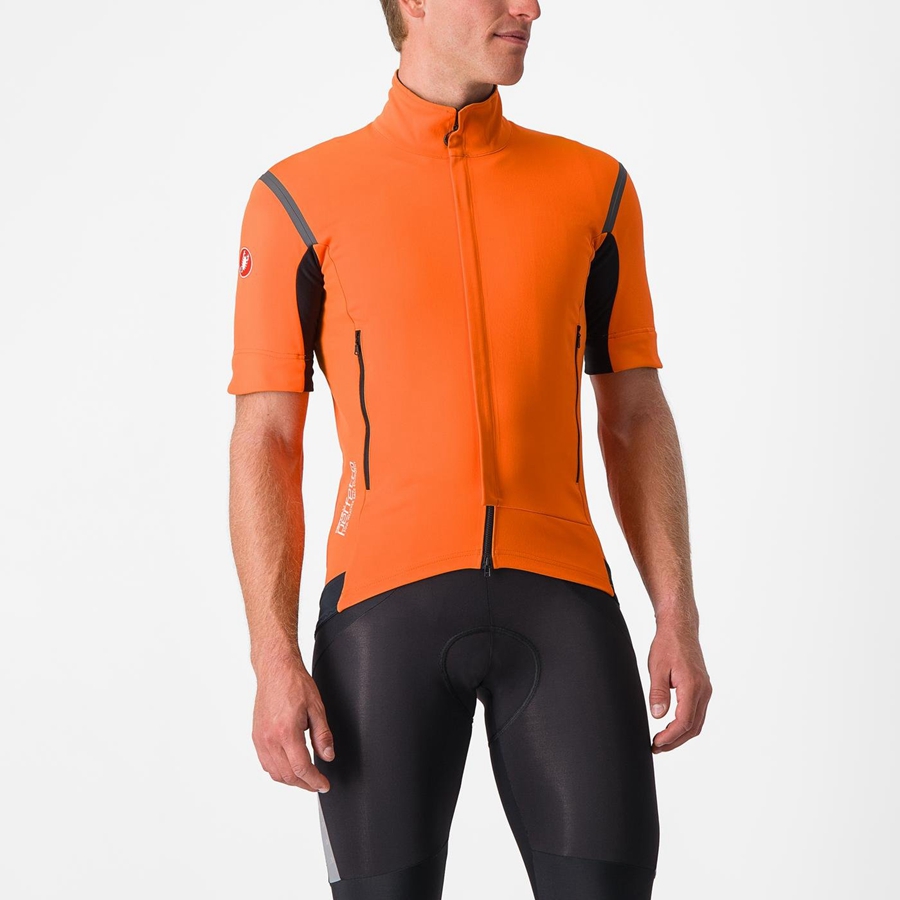 Red Orange / Dark Grey Men Castelli PERFETTO RoS 2 CONVERTIBLE Jackets | 927831-YRG