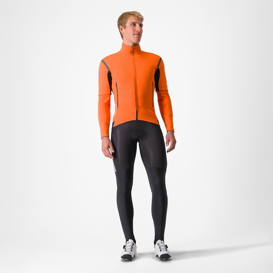 Red Orange / Dark Grey Men Castelli PERFETTO RoS 2 CONVERTIBLE Jackets | 927831-YRG