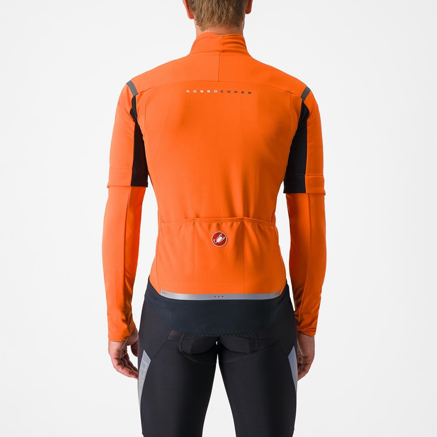 Red Orange / Dark Grey Men Castelli PERFETTO RoS 2 CONVERTIBLE Jackets | 927831-YRG