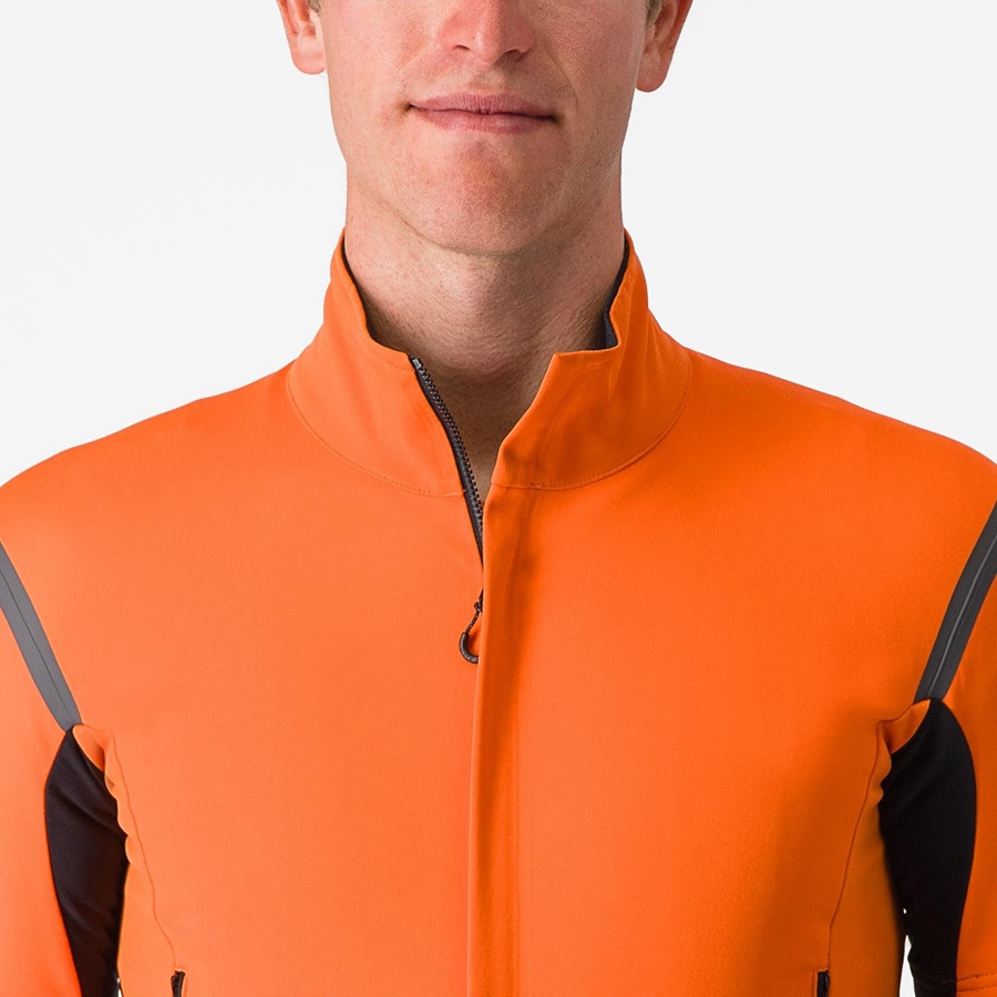 Red Orange / Dark Grey Men Castelli PERFETTO RoS 2 CONVERTIBLE Jackets | 927831-YRG