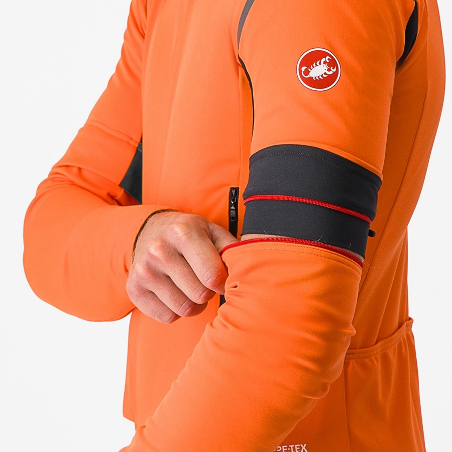 Red Orange / Dark Grey Men Castelli PERFETTO RoS 2 CONVERTIBLE Jackets | 927831-YRG