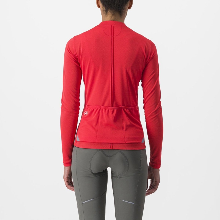 Red Women Castelli ANIMA 4 LONG SLEEVE Jersey | 609218-BPI