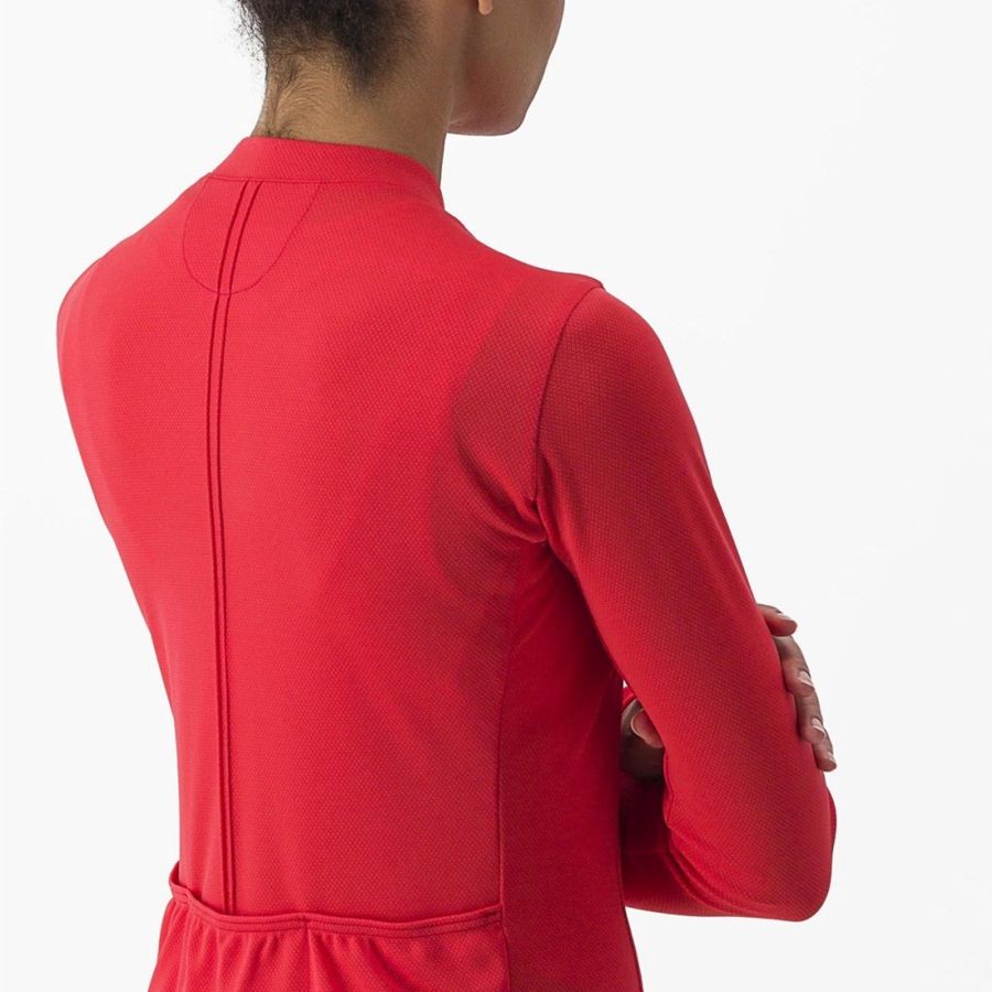 Red Women Castelli ANIMA 4 LONG SLEEVE Jersey | 609218-BPI