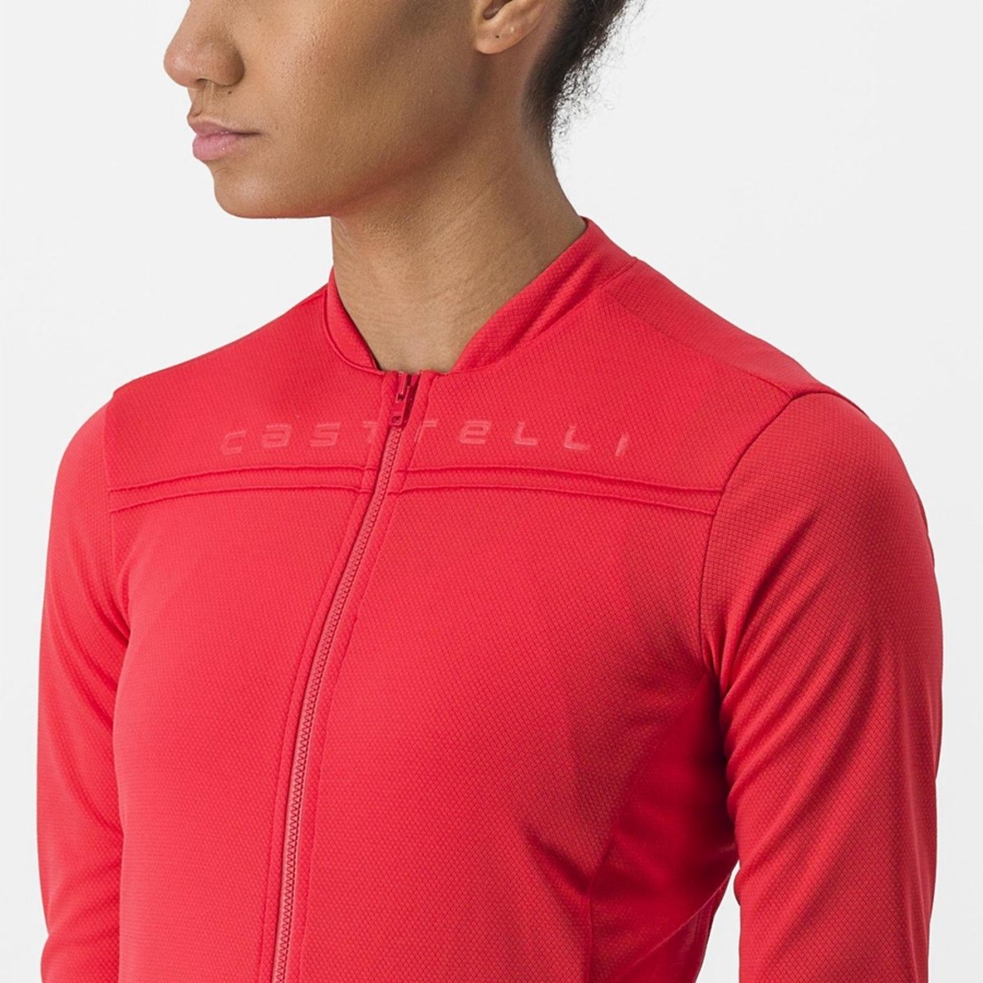 Red Women Castelli ANIMA 4 LONG SLEEVE Jersey | 609218-BPI