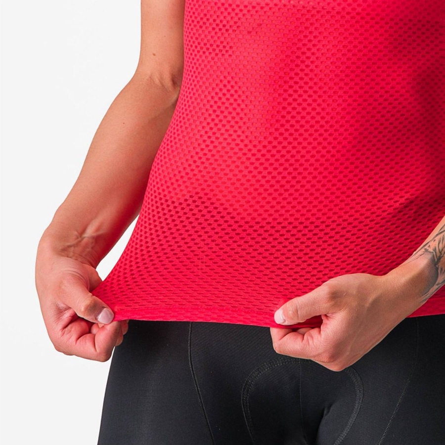 Red Women Castelli PRO MESH W SHORT SLEEVE Base Layer | 274539-WMX