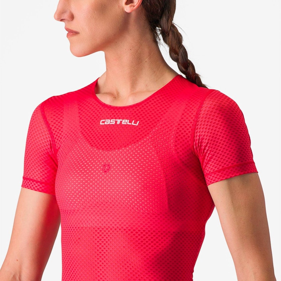 Red Women Castelli PRO MESH W SHORT SLEEVE Base Layer | 274539-WMX