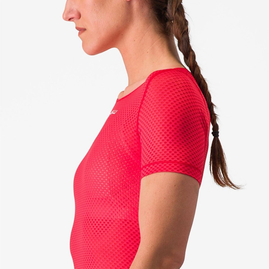 Red Women Castelli PRO MESH W SHORT SLEEVE Base Layer | 274539-WMX