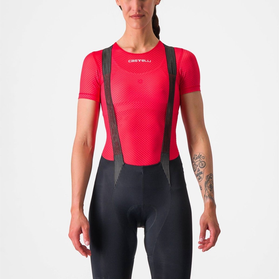 Red Women Castelli PRO MESH W SHORT SLEEVE Base Layer | 274539-WMX