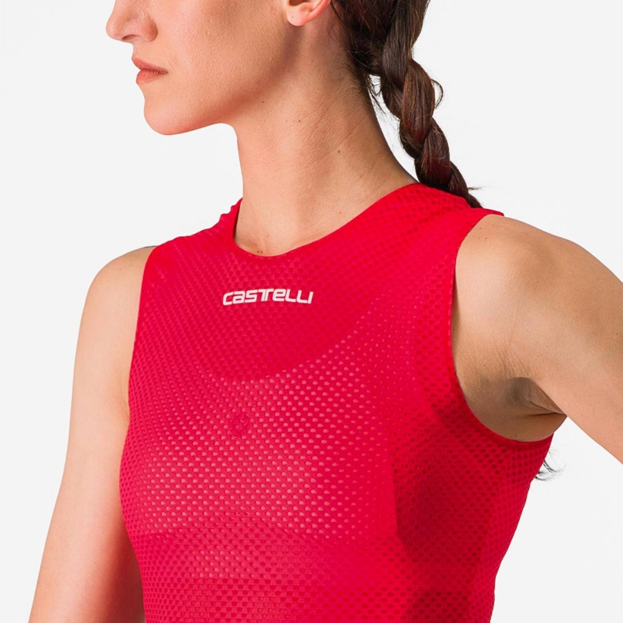 Red Women Castelli PRO MESH W SLEEVELESS Base Layer | 041729-MLU