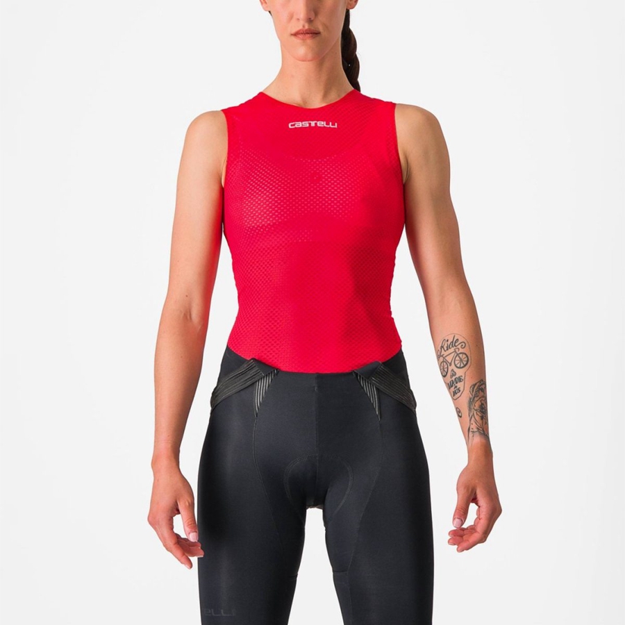 Red Women Castelli PRO MESH W SLEEVELESS Base Layer | 041729-MLU