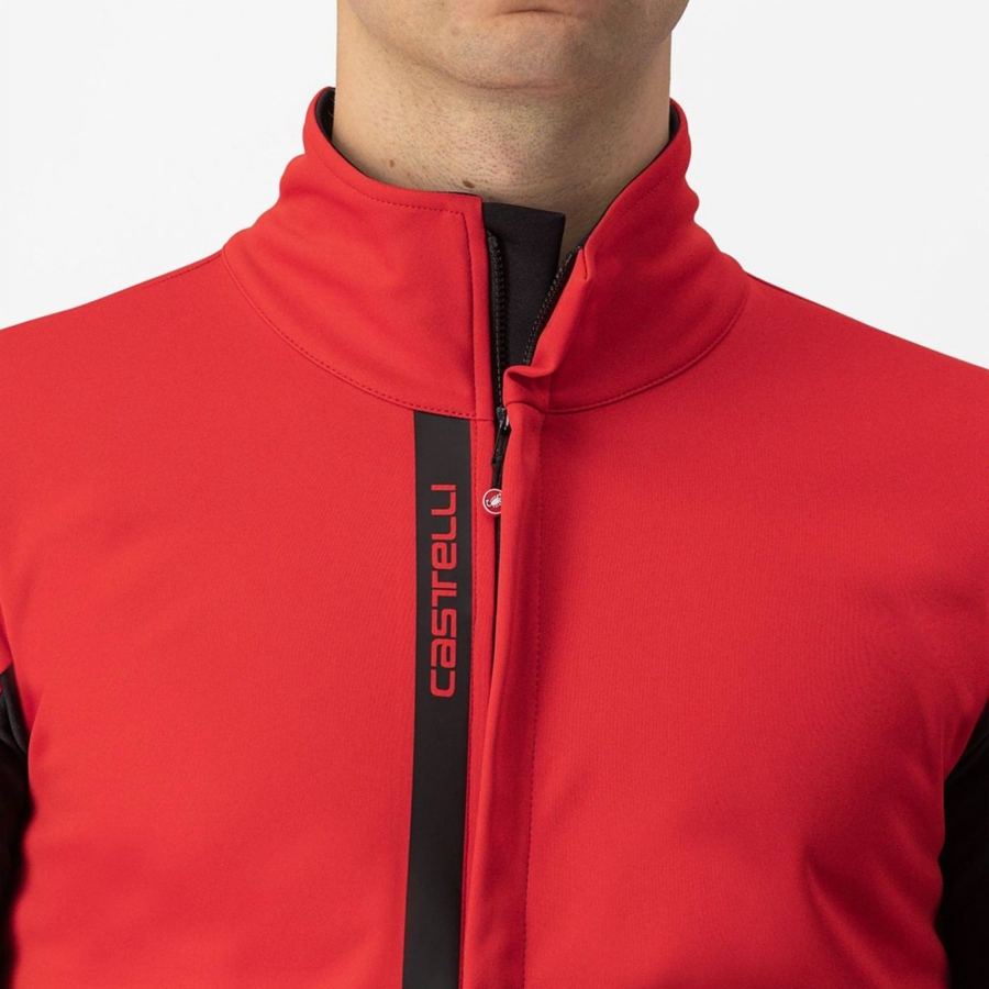 Red / Black Black Men Castelli ENTRATA Jackets | 814796-TNV