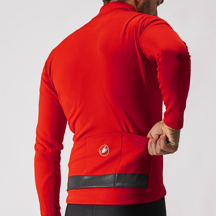 Red / Black Men Castelli PURO 3 FZ Jersey | 913675-YBN