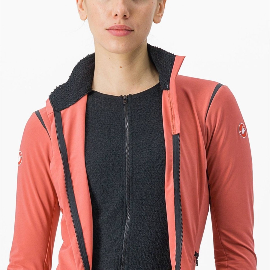 Red / Black / Black Women Castelli ALPHA FLIGHT ROS W Jackets | 419085-UGD