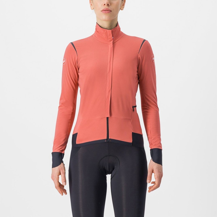 Red / Black / Black Women Castelli ALPHA FLIGHT ROS W Jackets | 419085-UGD