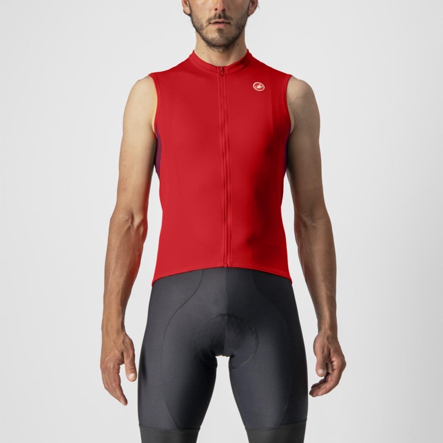 Red / Burgundy White Men Castelli ENTRATA VI SLEEVELESS Jersey | 920561-BZK