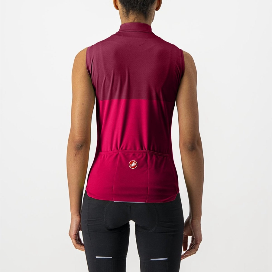 Red / Burgundy Women Castelli VELOCISSIMA SLEEVELESS Jersey | 804276-KTL