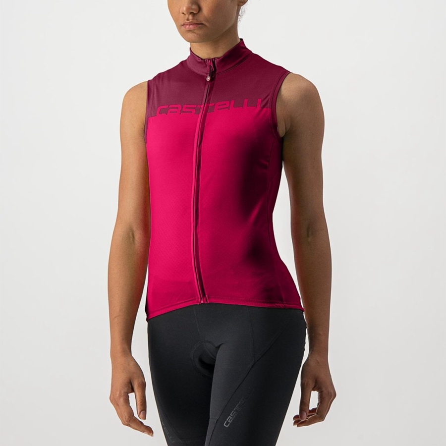 Red / Burgundy Women Castelli VELOCISSIMA SLEEVELESS Jersey | 804276-KTL