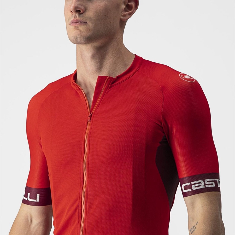 Red / Burgundy / White Men Castelli ENTRATA VI Jersey | 612487-ZPN