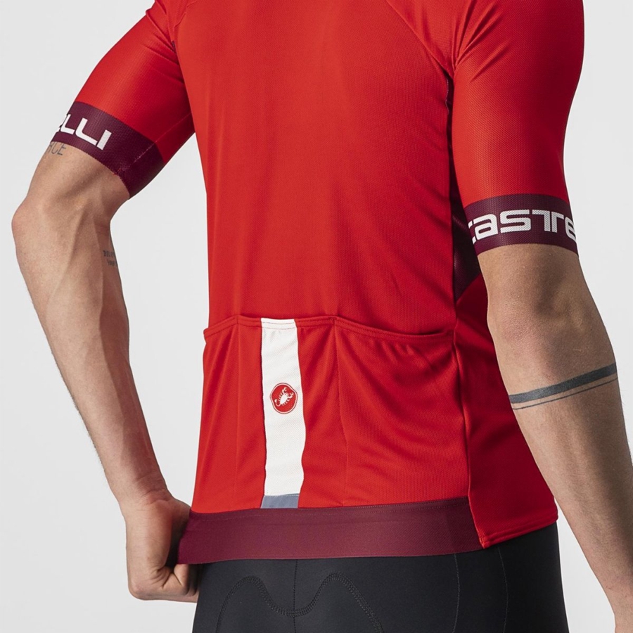 Red / Burgundy / White Men Castelli ENTRATA VI Jersey | 612487-ZPN