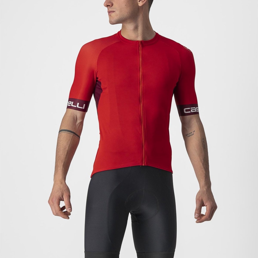 Red / Burgundy / White Men Castelli ENTRATA VI Jersey | 612487-ZPN