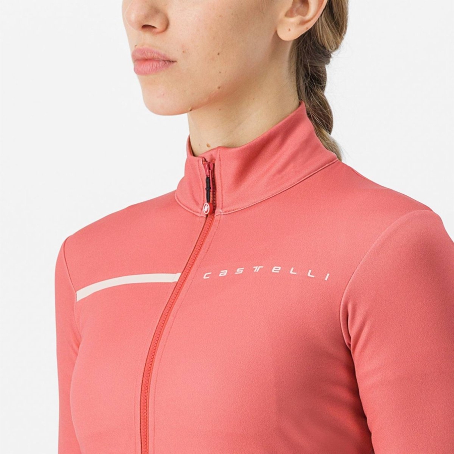 Red / Cream Pink Women Castelli SINERGIA 2 FZ Jersey | 906428-JFZ