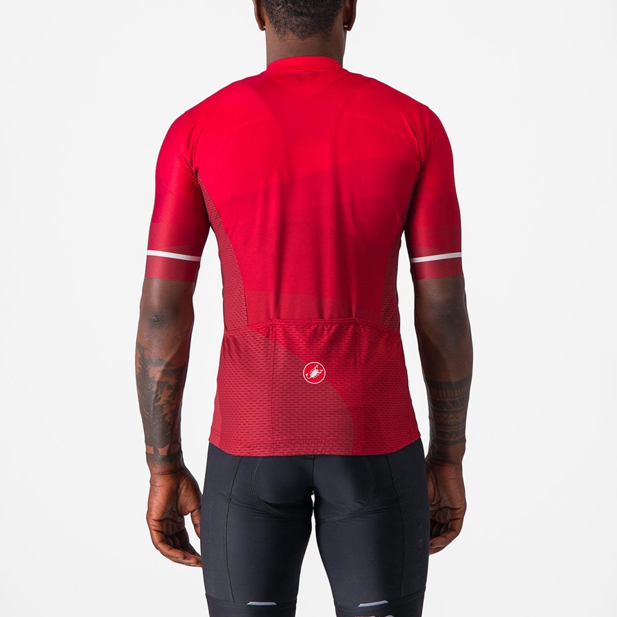 Red / Red / White Men Castelli ORIZZONTE Jersey | 639872-ALZ